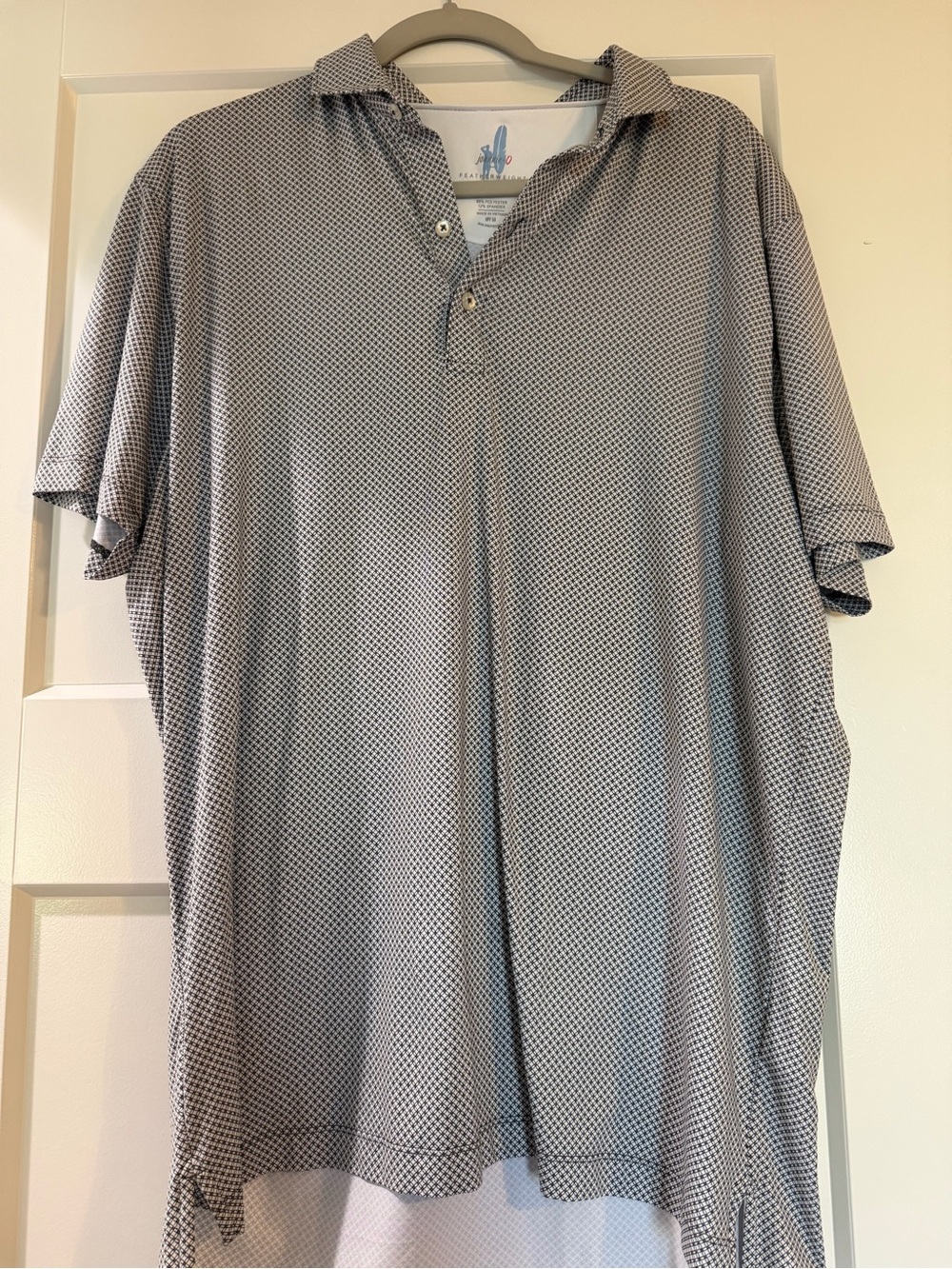 johnnie-O Short-Sleeve Polo in Light Gray Micro-Pattern